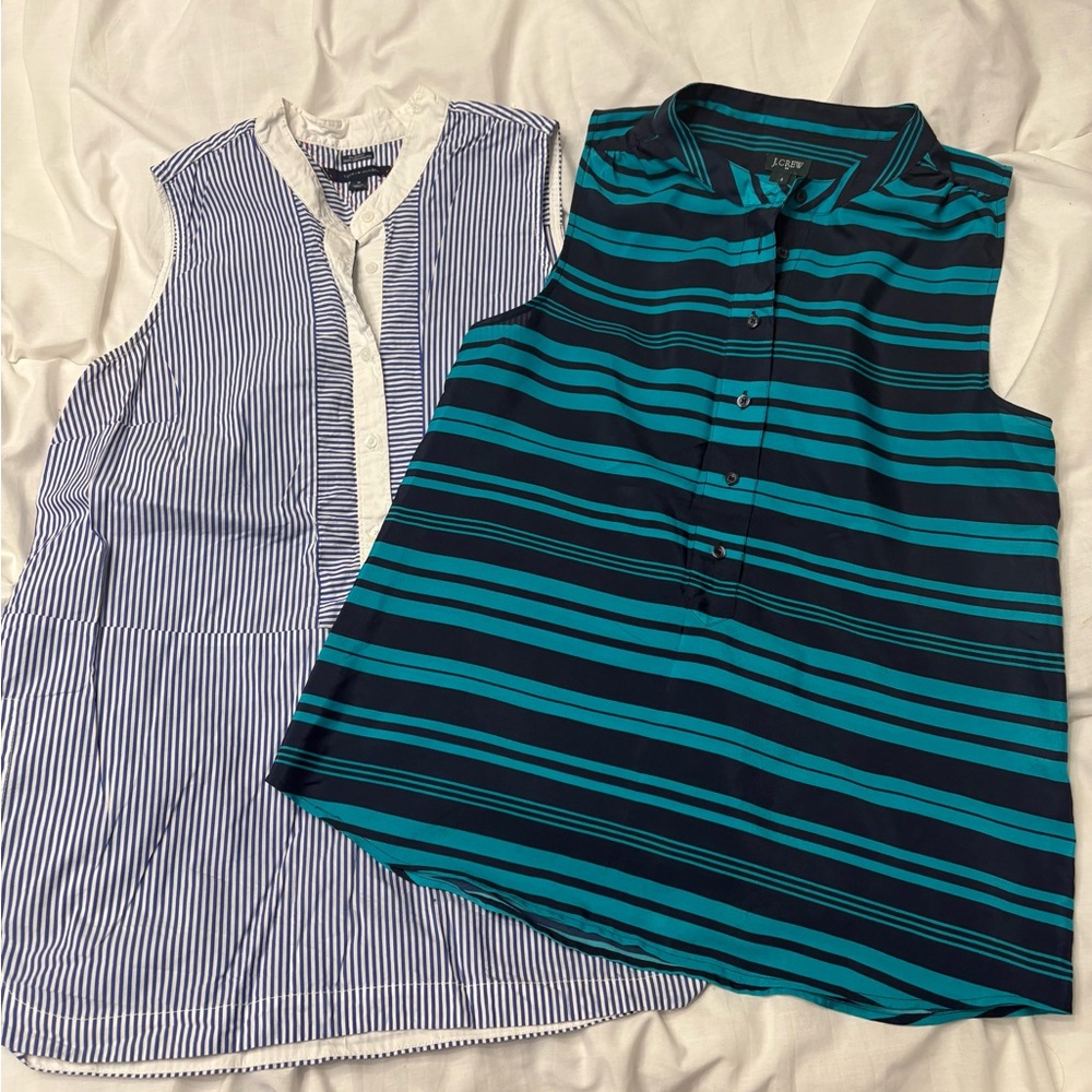 TWO Striped Sleeveless Blouses